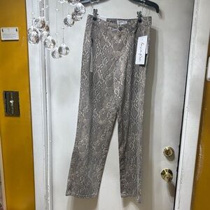 love, Fire Men's Snake-Print Chinos in Taupe and Beige